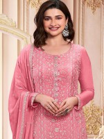 Pastel Pink Faux Georgette Designer Salwar Kameez